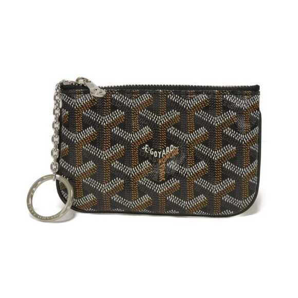 Goyard Senna Nano Coin Case with Key Ring Herringbone Pattern Black Men's